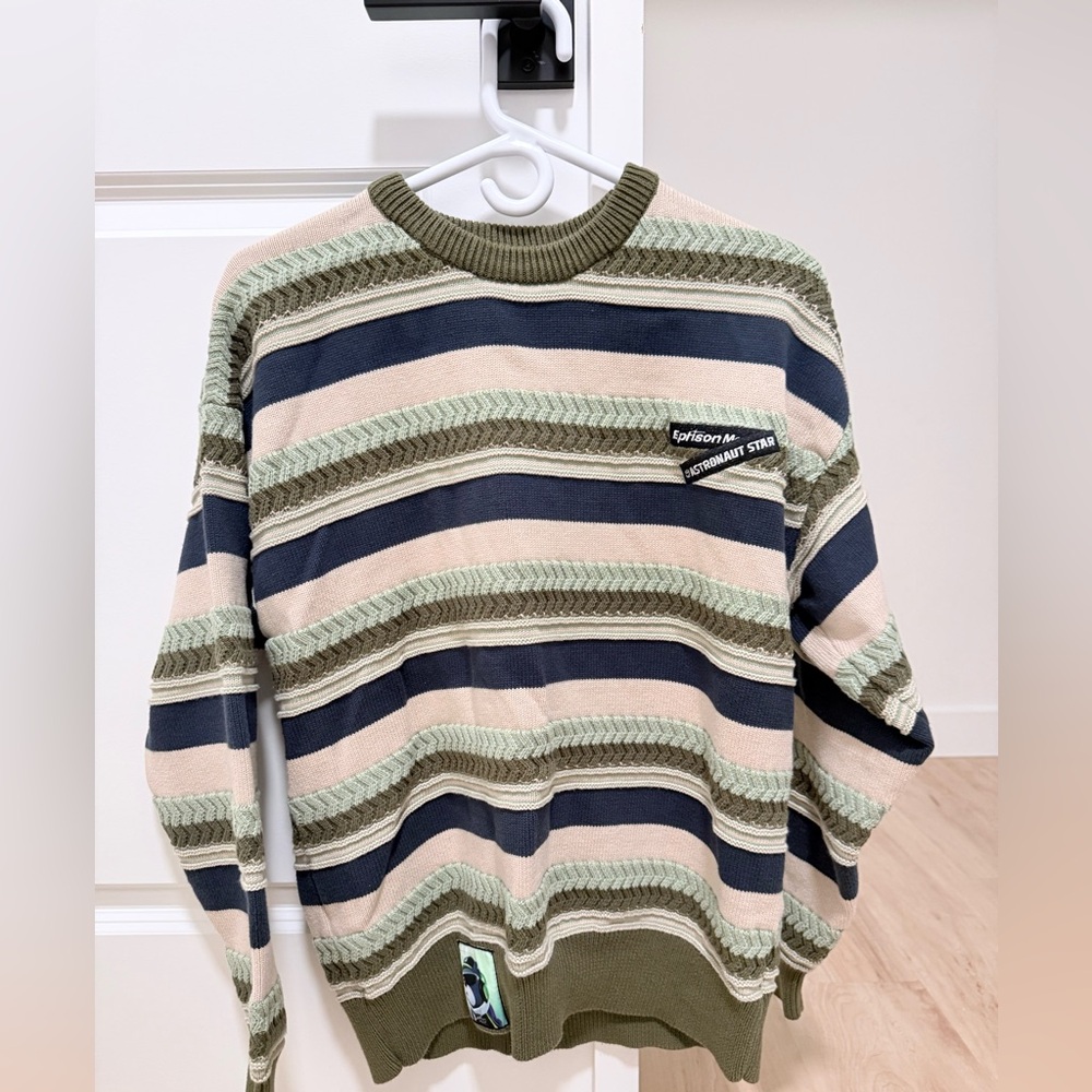 Striped Sweater with Logo Patch